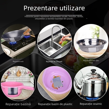 Bandă metalică de reparații pentru țevi și electrocasnice – folie de aluminiu, grosime 0,1 mm, rezistență la temperaturi: scurtă 130°C; lungă -20°C până la 120°C, potrivită pentru scurgeri în conducte de la frigidere, aparate de aer condiționat și boilere
