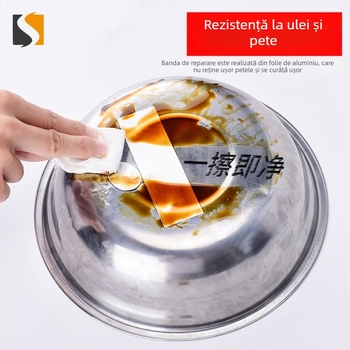 Bandă metalică de reparații pentru țevi și electrocasnice – folie de aluminiu, grosime 0,1 mm, rezistență la temperaturi: scurtă 130°C; lungă -20°C până la 120°C, potrivită pentru scurgeri în conducte de la frigidere, aparate de aer condiționat și boilere