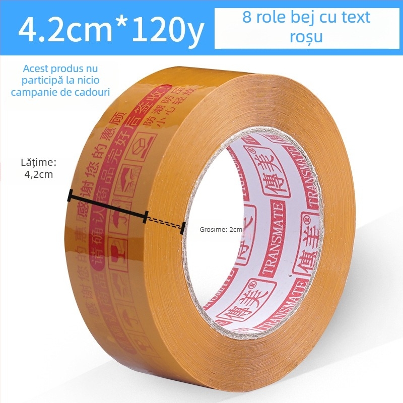 Bandă de ambalare, transparentă, grosime a filmului 1,4 μm, suport BOPP, sistem de adeziv: sigilare, rezistență la 60–80°C