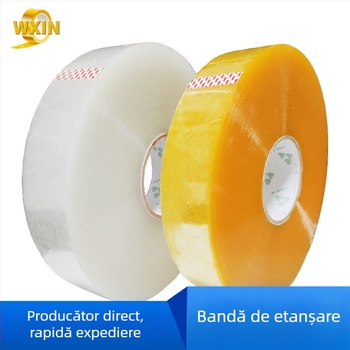 Bandă de sigilare pentru mașini - transparentă, 50 μm grosime, film BOPP, adeziv pe bază de presiune, vâscozitate mare, pentru echipamente automate de ambalare