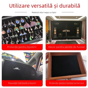 Bandă velur flocat, autoadezivă, cu vâscozitate înaltă, pentru cutii de bijuterii, cutii de ceasuri și ambalaje cadouri