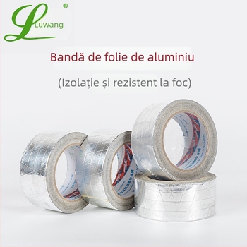 Bandă din folie de aluminiu întărită pentru electronice, frigidere și etanșare conducte; grosime 0,15 mm, suport folie de aluminiu; rezistență la temperaturi pe termen lung 60°C, pe termen scurt 80°C; marca Liangwang