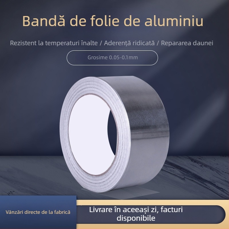 Bandă din folie de aluminiu, autoadezivă, ecranare EMI și conductivitate, interval de temperatură -50 până la 150 °C