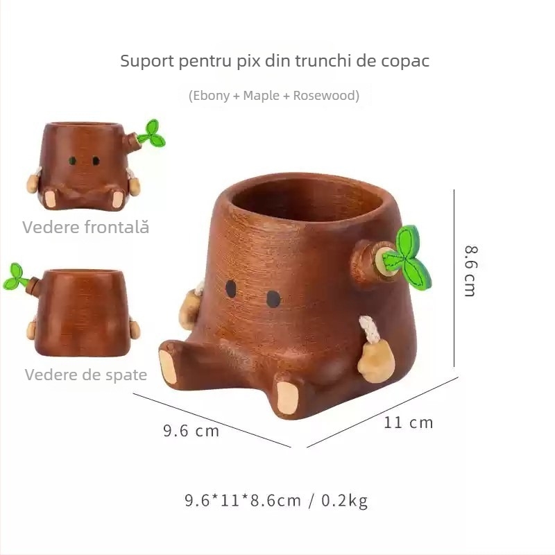 Suport pentru pixuri în formă de buturugă, design creativ pentru birou, decor de masă, formă rotundă, cod produs AL621097, imprimare logo personalizată, prelucrare personalizată