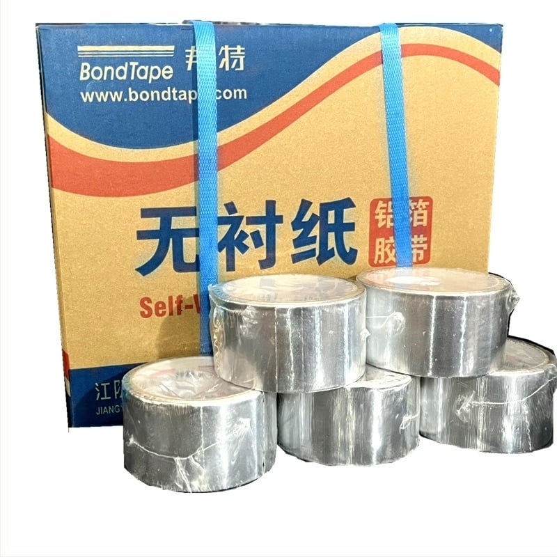 Bandă din folie de aluminiu pentru etanșarea conductelor HVAC, fără liner, întărită cu fibre de sticlă, bază BOPP