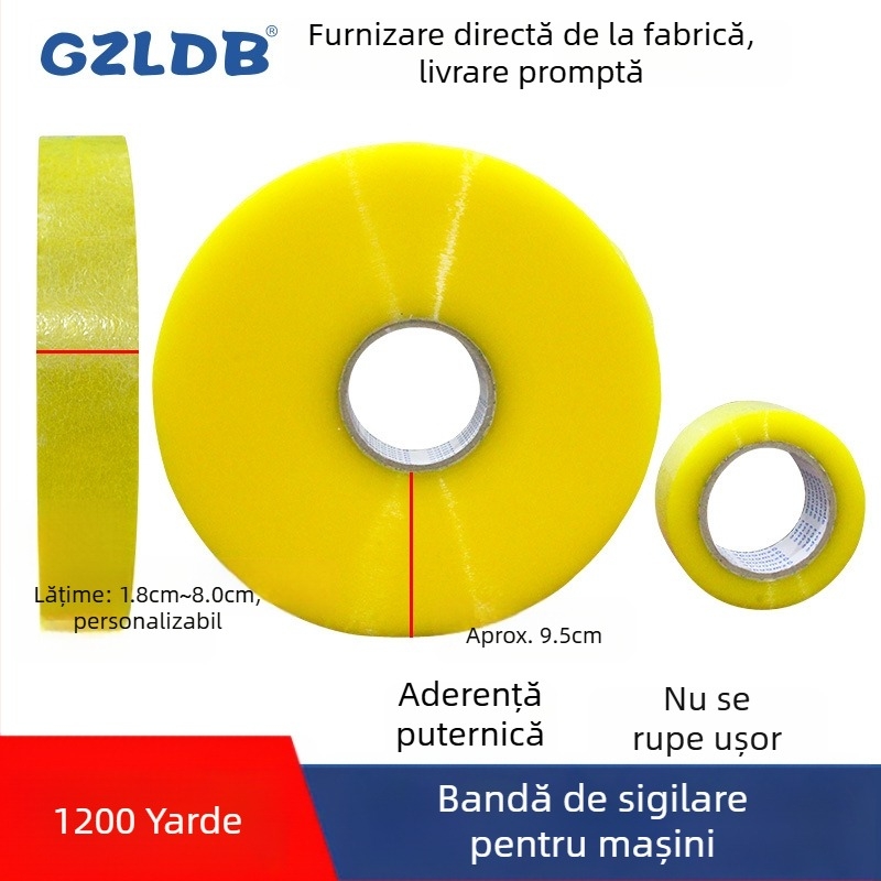 Bandă de sigilare pentru mașină, grosime 52 µm, film OPP cu backing BOPP, pentru sigilarea mașinilor