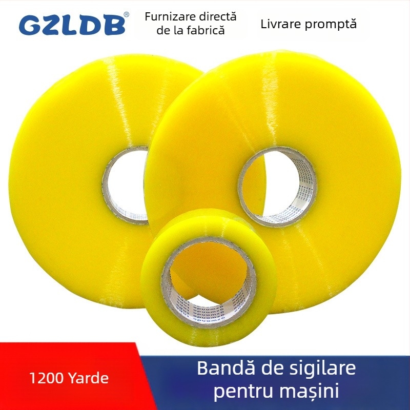 Bandă de sigilare pentru mașină, grosime 52 µm, film OPP cu backing BOPP, pentru sigilarea mașinilor