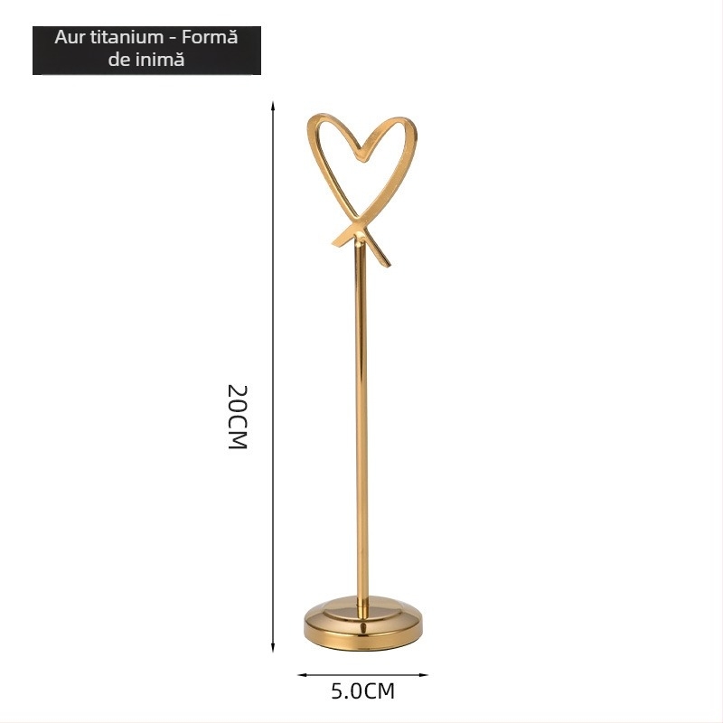 Suport din oțel inoxidabil, în formă de inimă, pentru card de masă, stil chinezesc, fără import