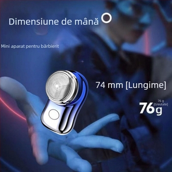 Aparat de ras electric cu cap rotativ, baterie încorporată 500–800 mAh, autonomie de 60 de minute, motor fără perii, cap de ras detașabil și lavabil