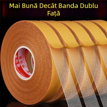 Bandă dublu-adezivă cu bază textilă, transparentă, cu vâscozitate înaltă, fără urme, cu plasă, pentru covoare și covorașe