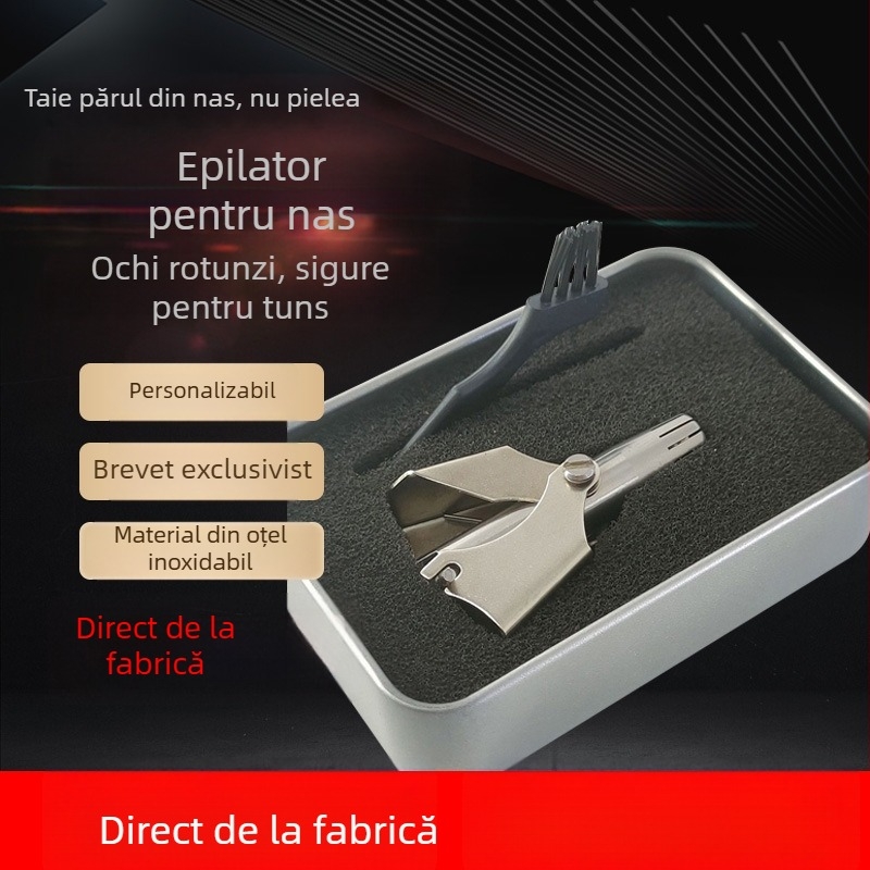 Trimer pentru păr nasal, oțel inoxidabil, reîncărcabil, complet lavabil, 25 g