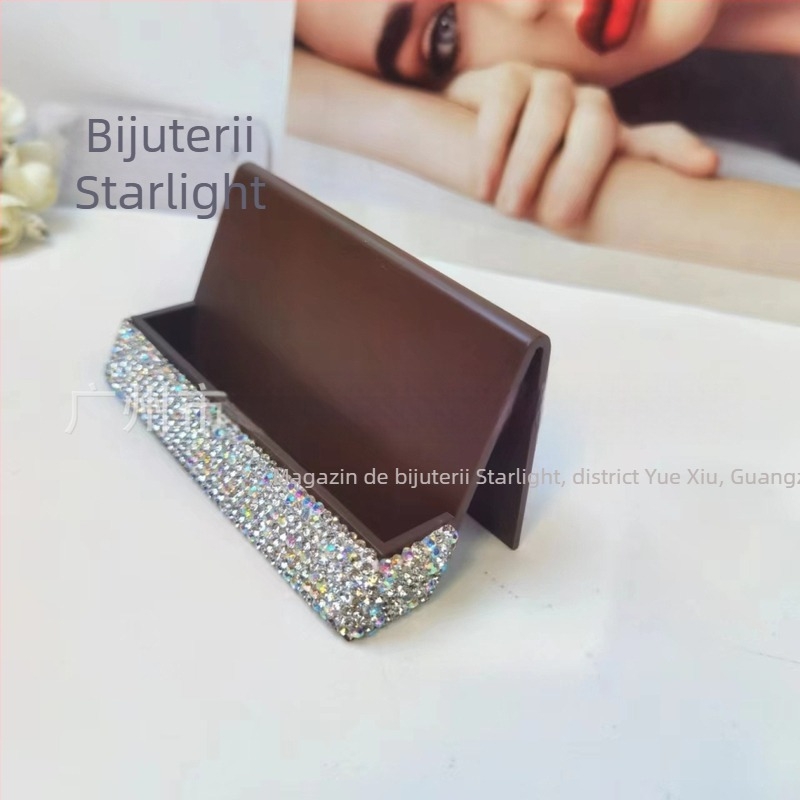 Suport pentru cărți de vizită, decor cu diamante, design cu un singur strat, marca Starlight, potrivit ca un cadou de afaceri