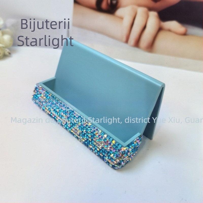 Suport pentru cărți de vizită, decor cu diamante, design cu un singur strat, marca Starlight, potrivit ca un cadou de afaceri