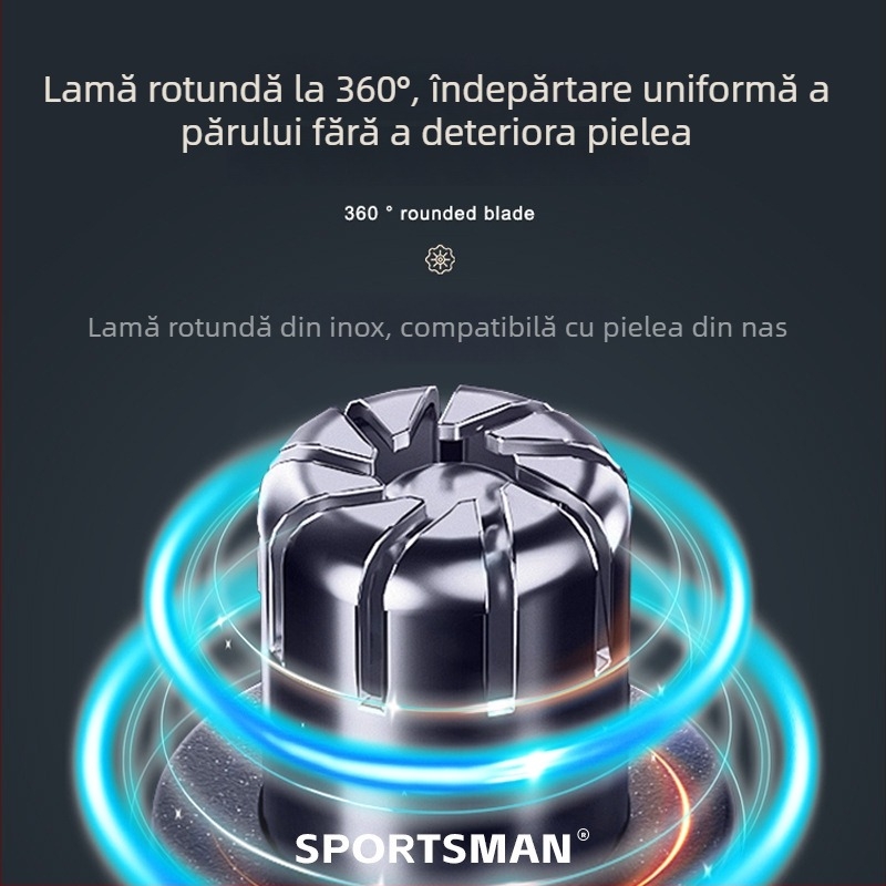 Sportsman trimmer electric pentru nas, încărcare USB, corp din ABS, cap de tăiere detașabil