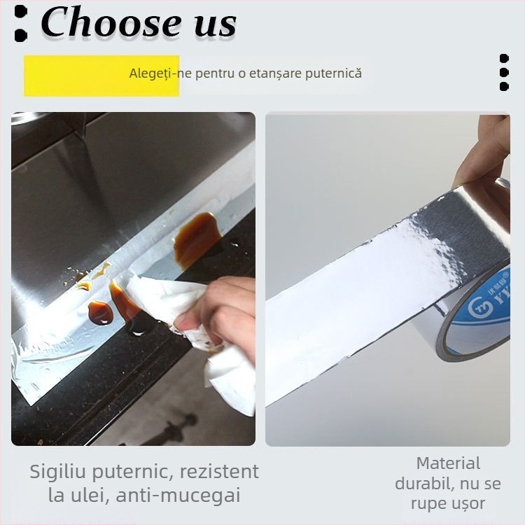 Bandă din fibră de sticlă cu folie de aluminiu, adeziv pe bază de cauciuc, rezistentă la temperaturi înalte, ignifugă, grosime 0,15 mm