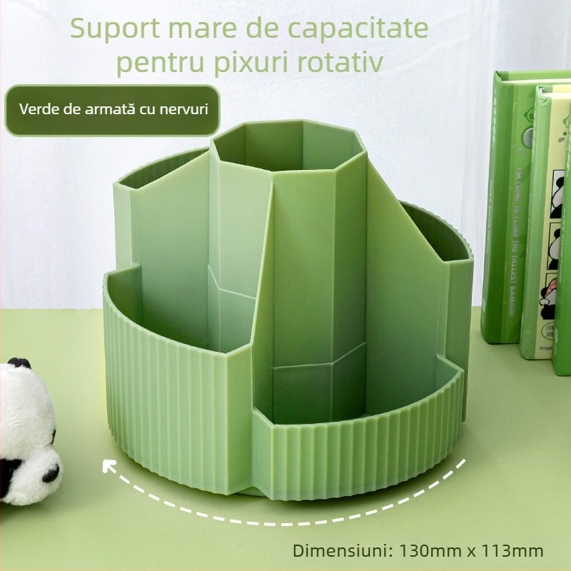 Qiwang 985 Suport de pixuri rotativ cu design în formă de scară, capacitate mare – organizator de birou