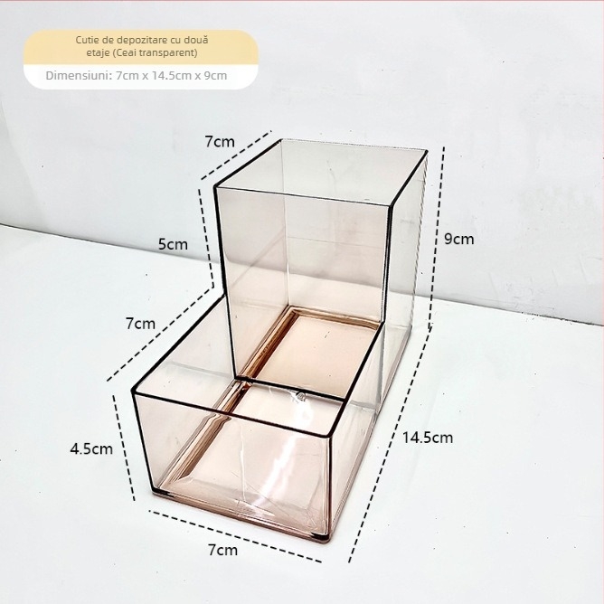 Cutie de depozitare pentru birou, transparentă, cu divizoare; polistiren; model: înaltă și joasă depozitare