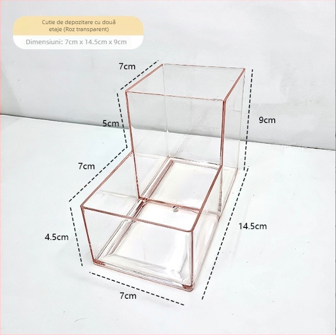 Cutie de depozitare pentru birou, transparentă, cu divizoare; polistiren; model: înaltă și joasă depozitare