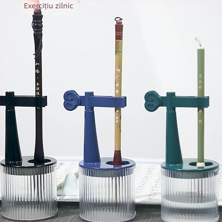Suport pentru pixuri fără spălare cu vas de spălare integrat pentru pensule, caligrafie — Model TN-1138, Material AB, Brand Practice every day