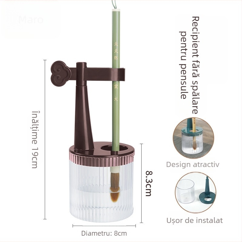 Suport pentru pixuri fără spălare cu vas de spălare integrat pentru pensule, caligrafie — Model TN-1138, Material AB, Brand Practice every day