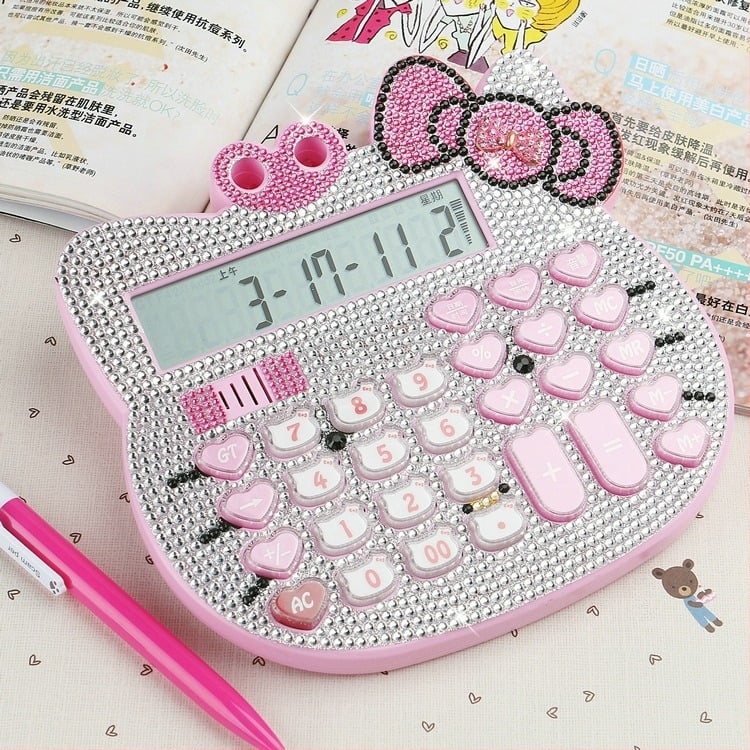 Calculator aritmetic KT-3300, design cap de pisică, afișaj 12 cifre, funcție vocală, ABS plastic, bateriile nu sunt incluse