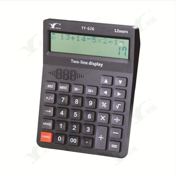 TY-626 calculator desktop cu afișaj pe două linii, 12 cifre, funcție vocală în engleză, alimentat cu baterie