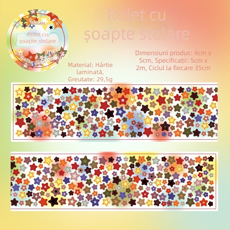 Bandă decorativă pentru planificator și carduri de pe spatele telefonului, cu modele creative; lungime 2 m, lățime 5 cm, bază: hârtie acoperită, marcă Yu Xian