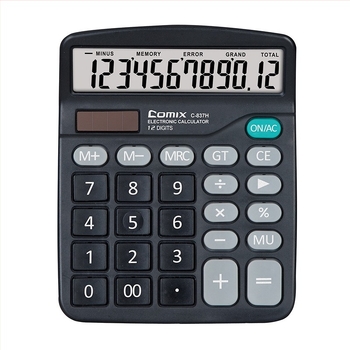 Calculator aritmetic, afișaj 12 cifre, model C-837H, marca Comix, alimentat cu energie solară cu 1 baterie