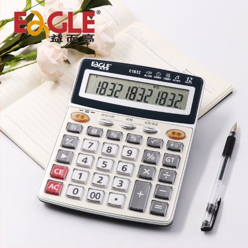 Calculator științific cu funcție vocală, 12 cifre, ecran mare pentru birou și contabilitate financiară — Modelele E1832, E1836, E1837, E1838
