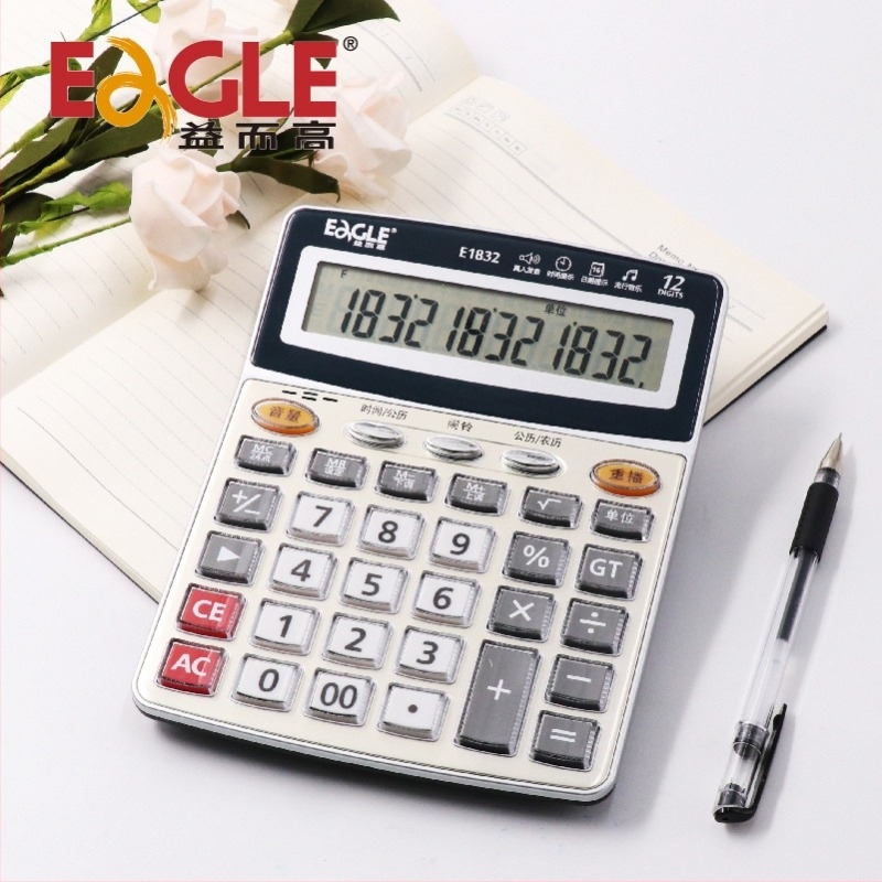 Calculator științific cu funcție vocală, 12 cifre, ecran mare pentru birou și contabilitate financiară — Modelele E1832, E1836, E1837, E1838