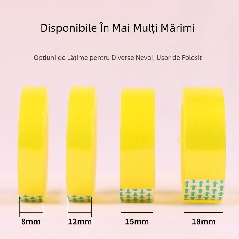 Ruida bandă de birou din BOPP, material de bază: BOPP, codul produsului: Stationery tape, imprimare logo: disponibilă, potrivită pentru ambalarea cadourilor