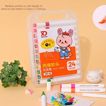 Marker acrilic pentru copii, vârf moale, pentru pictură opacă; corp din polistiren; vârf din fibră; origine Wenzhou