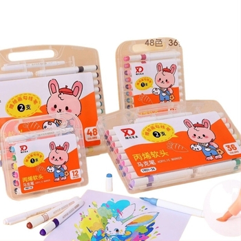 Marker acrilic pentru copii, vârf moale, pentru pictură opacă; corp din polistiren; vârf din fibră; origine Wenzhou