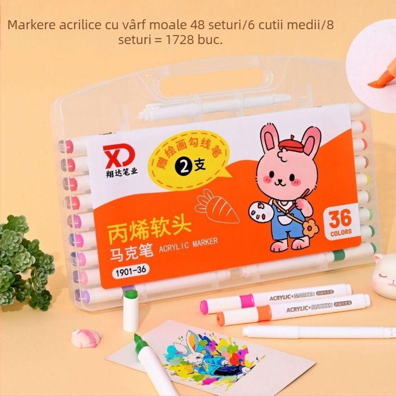 Marker acrilic pentru copii, vârf moale, pentru pictură opacă; corp din polistiren; vârf din fibră; origine Wenzhou
