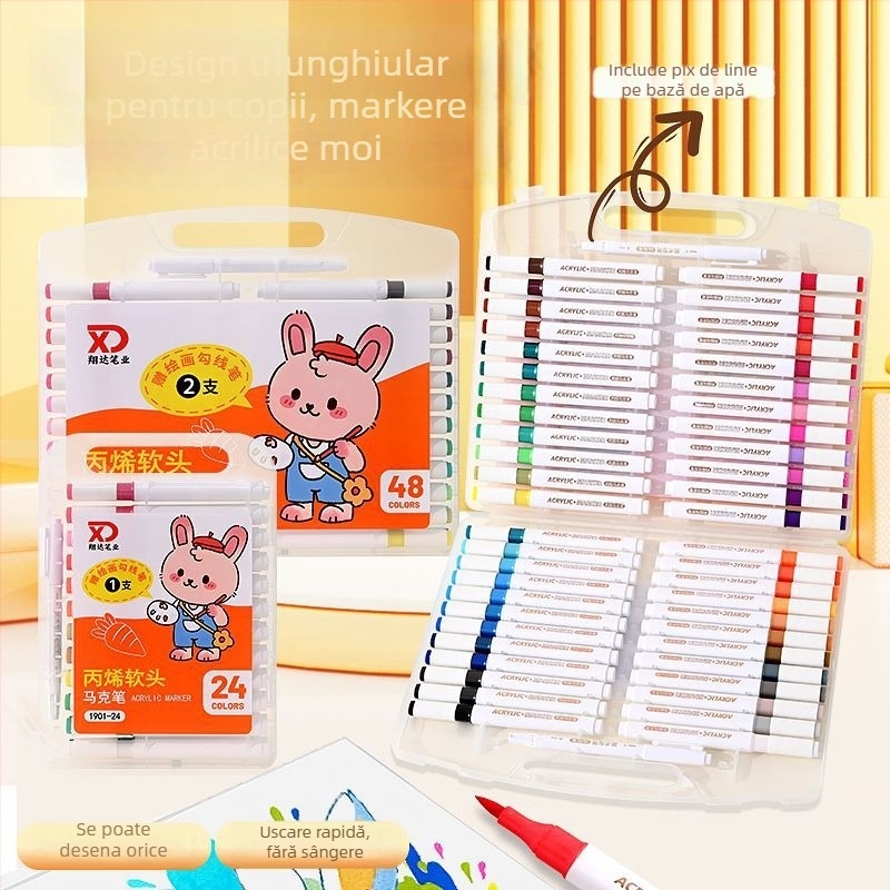 Marker acrilic pentru copii, vârf moale, pentru pictură opacă; corp din polistiren; vârf din fibră; origine Wenzhou