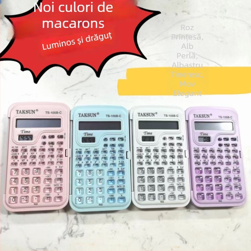 Calculator științific pentru studenți, cu afișaj de timp, portabil și silențios, baterii incluse