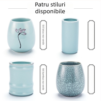 Liupin Hall suport ceramic circular multifunctional pentru pensule și pixuri, personalizabil
