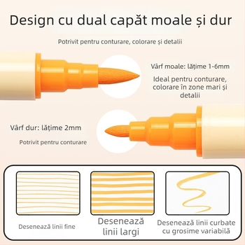 Marker acrilic cu două capete, vârf rotund, pentru schițe și graffiti (cu două capete, acrilic, rezistent la apă, uscare rapidă)
