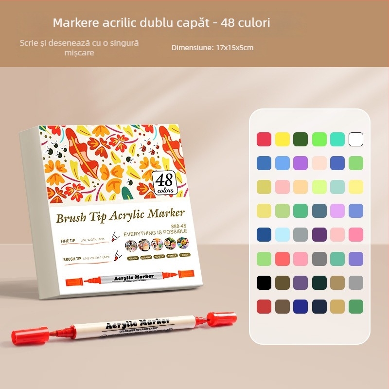 Marker acrilic cu două capete, vârf rotund, pentru schițe și graffiti (cu două capete, acrilic, rezistent la apă, uscare rapidă)