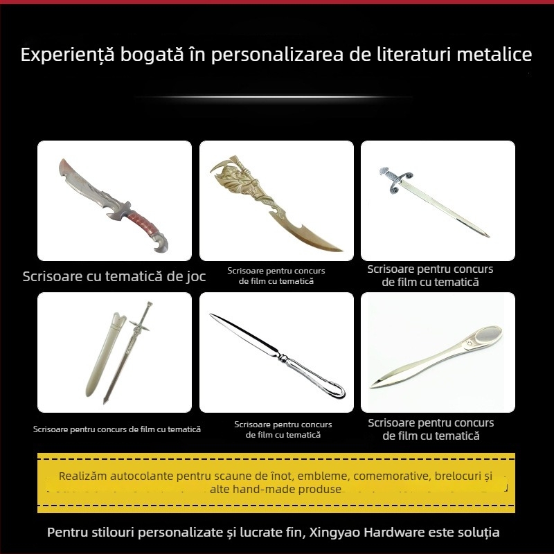 Deschizător de scrisori - tăietor de hârtie manual din metal, Model: Letter Opener (Tip: Tăietor de hârtie manual; Model: Letter Opener; Material: Metal)