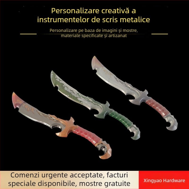 Deschizător de scrisori - tăietor de hârtie manual din metal, Model: Letter Opener (Tip: Tăietor de hârtie manual; Model: Letter Opener; Material: Metal)