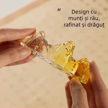 Holder de pixuri din cristal cu glazură colorată, design munte-râu, stil chinezesc (Material: Cristal; Model: Holder de pixuri; Logo imprimat: Da; Personalizare: Disponibilă; Importat: Nu; IP: Nu)