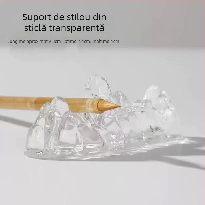 Holder de pixuri din cristal cu glazură colorată, design munte-râu, stil chinezesc (Material: Cristal; Model: Holder de pixuri; Logo imprimat: Da; Personalizare: Disponibilă; Importat: Nu; IP: Nu)