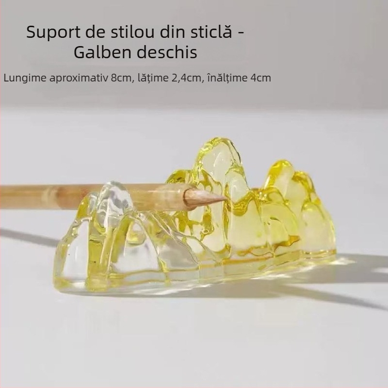 Holder de pixuri din cristal cu glazură colorată, design munte-râu, stil chinezesc (Material: Cristal; Model: Holder de pixuri; Logo imprimat: Da; Personalizare: Disponibilă; Importat: Nu; IP: Nu)
