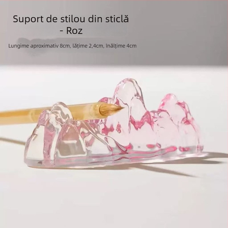 Holder de pixuri din cristal cu glazură colorată, design munte-râu, stil chinezesc (Material: Cristal; Model: Holder de pixuri; Logo imprimat: Da; Personalizare: Disponibilă; Importat: Nu; IP: Nu)