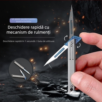 Cuțit utilitar din aliaj de titan, cu mâner chirurgical, pliabil, set de 11 lame, deschizător de cutii și colete, briceag de buzunar