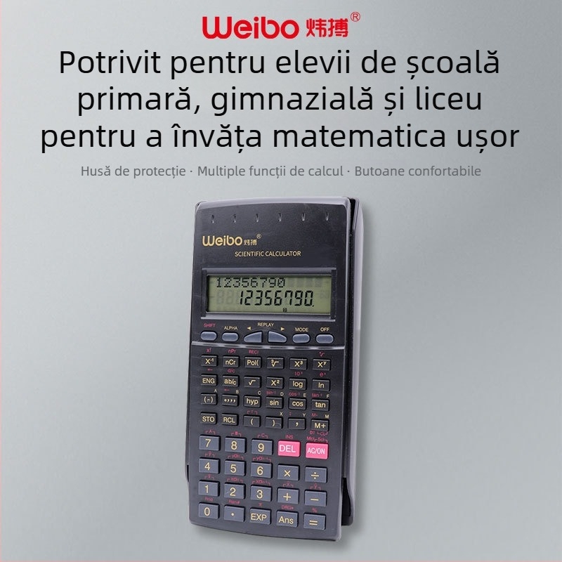 WB-82MS Calculator Portabil de Funcții cu Funcții Trigonometrice, Afișaj 12 Cifre, Carcasă din Plastic, Baterie Inclusă