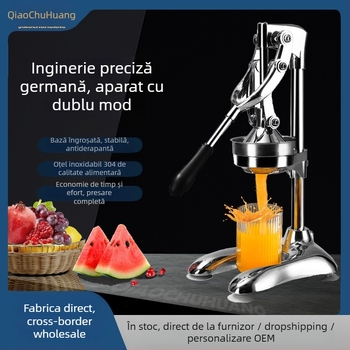 Storcător Manual Citrice – Manivelă Manuală, Non-Electric, Material: aliaj de aluminiu + oțel inoxidabil + PP, Ambalat în cutie