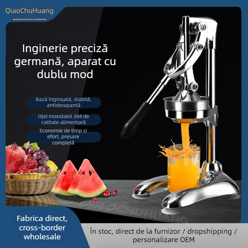Storcător Manual Citrice – Manivelă Manuală, Non-Electric, Material: aliaj de aluminiu + oțel inoxidabil + PP, Ambalat în cutie