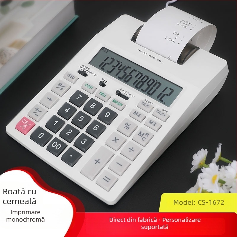 Casine calculator de birou pentru finanțe, afișaj 12 cifre, imprimare logo disponibilă, baterie inclusă, model P23-dhv g